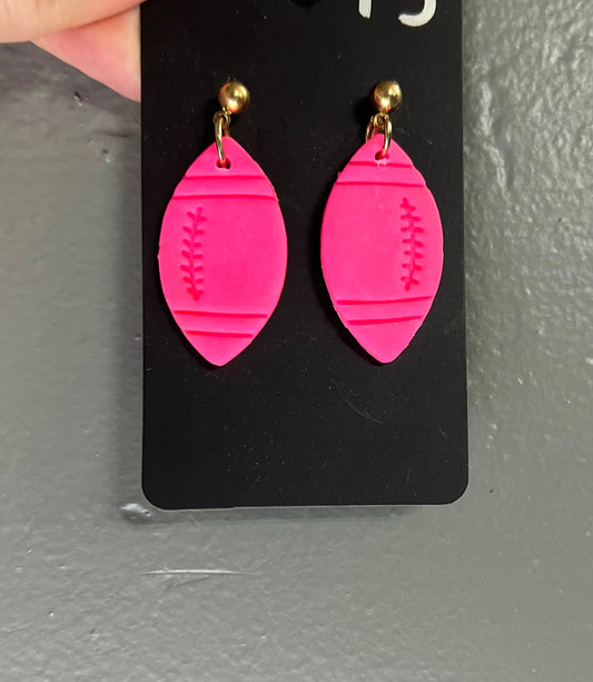 Hot Pink Football Earrings